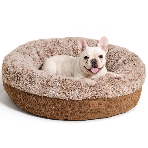 FUKUMARU Extra Thick Plush Dog Bed, Calming Donut, Anti-Anxiety & Washable | Heavy-Duty Super Soft Pet Bed for Cats and Dogs, Orthopedic Memory Foam & PP Cotton Fill