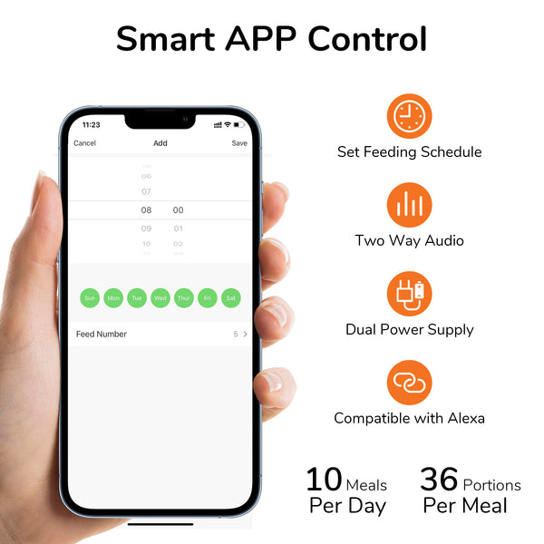 FUKUMARU Automatic Cat Feeder, 4L Dog Feeders with Double Bowls, Support DIY Meals and Timed Control WiFi Cat sFood Dispenser, Suit for Most Pet Food