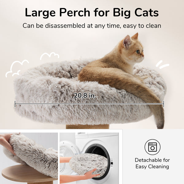 FUKUMARU Cat Tree, 5 in 1 Cat Tower for Indoor Cats, 155cm Tall, 4 Levels, 6 Scratching Posts, Detachable Cushions, Hammock & Perch for Large Cats