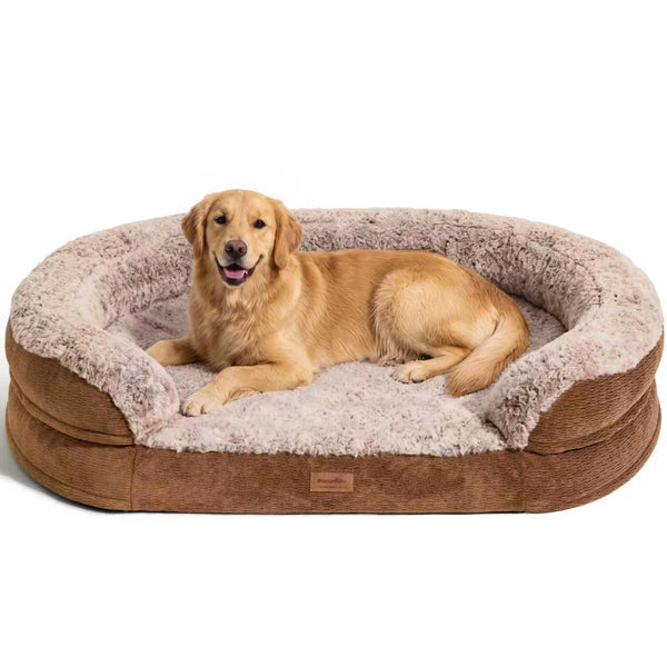 FUKUMARU X-Large Thickened Dog Couch Bed, Orthopedic, Waterproof & Washable | Heavy Duty Dog Sofa with 4" Extra-Thick Egg-Crate Foam, Relieves Joint Pressure, Fully Removable, Fits Extra-Large Dogs