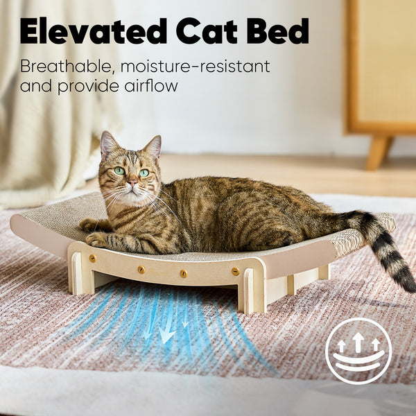 FUKUMARU Cardboard Cat Scratcher Bed, 26" Cat Scratch Pad for Indoor Cats