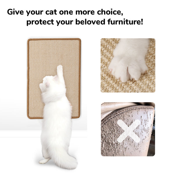 FUKUMARU Cat Scratcher Mat, 60 X 40 cm Natural Sisal Cat Scratch Mats, Horizontal Cat Floor Scratching Pad Rug, Protect Couch and Carpets