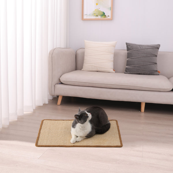 FUKUMARU Cat Scratcher Mat, 60 X 40 cm Natural Sisal Cat Scratch Mats, Horizontal Cat Floor Scratching Pad Rug, Protect Couch and Carpets