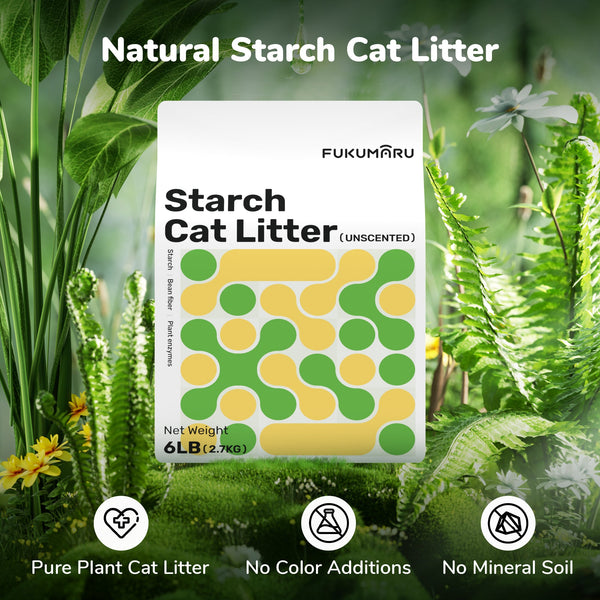 FUKUMARU Cassava Cat Litter Plant-Based Natural Ingredients, Low Dust - FUKUMARU