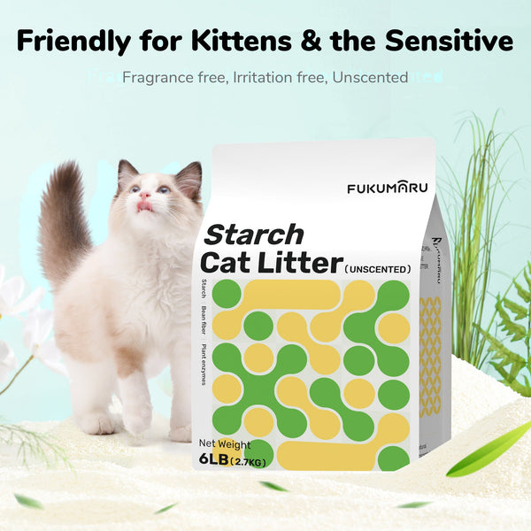 FUKUMARU Cassava Cat Litter Plant-Based Natural Ingredients, Low Dust - FUKUMARU