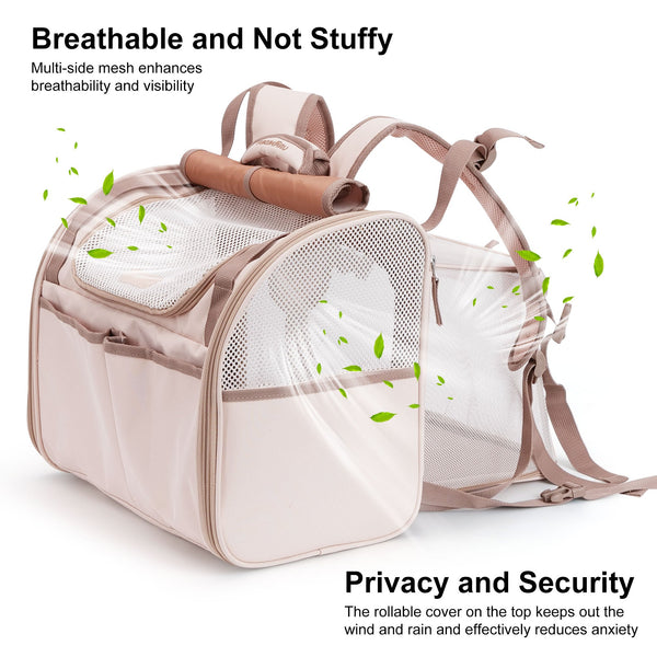 FUKUMARU Cat Backpack Carrier with 4 Pockets for Nervous Cat Airline Approved - FUKUMARU