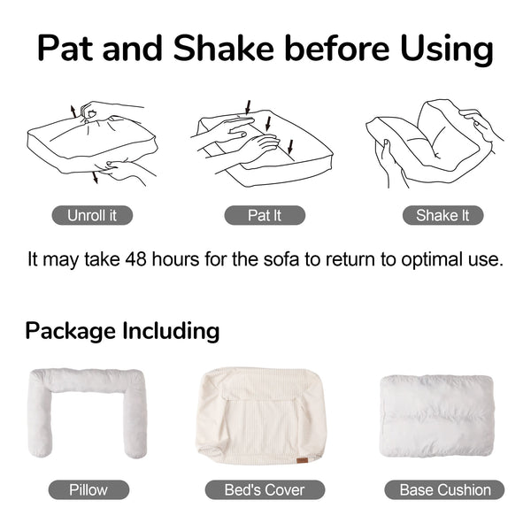 FUKUMARU Cat Couch Bed, Corduroy Cozy Cat Bed - FUKUMARU