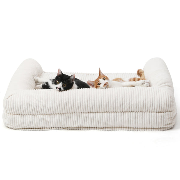 FUKUMARU Cat Couch Bed, Corduroy Cozy Cat Bed - FUKUMARU