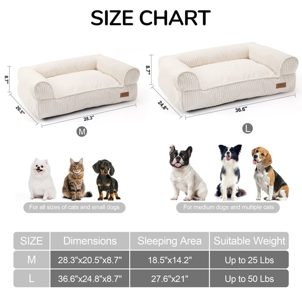 FUKUMARU Cat Couch Bed, Corduroy Cozy Cat Bed - FUKUMARU