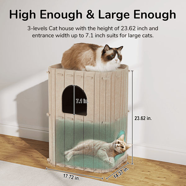 FUKUMARU Cat House for Indoor Cats Beige - FUKUMARU