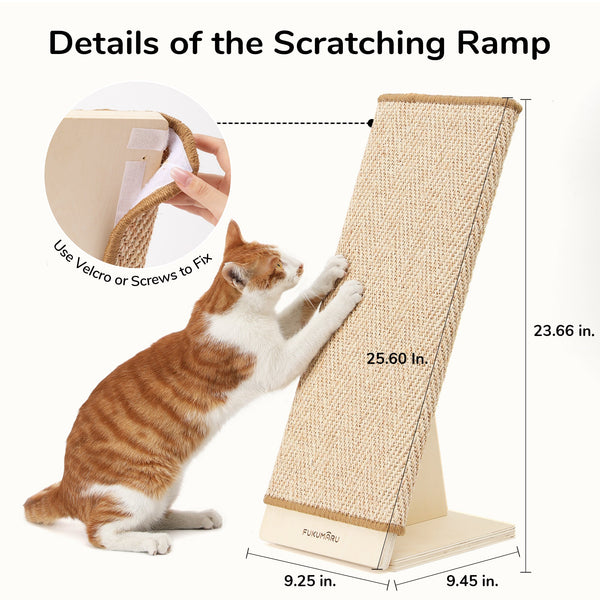FUKUMARU Cat Scratcher, 23.66 Inch Sisal Cat Scratching Post Ramp - FUKUMARU