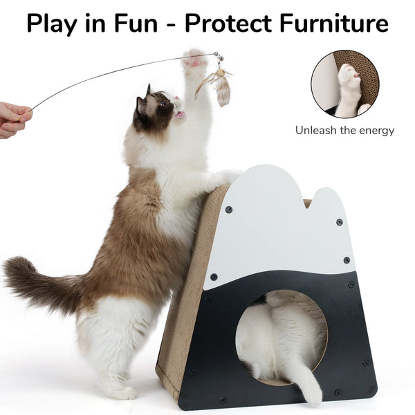 FUKUMARU Cat Scratcher House, 19.5 Inch Cozy Cardboard Cat Scratcher - FUKUMARU