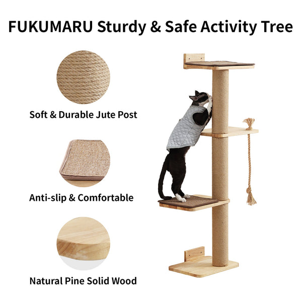 FUKUMARU Cat Scratching Activity Tree Wall Mounted - FUKUMARU