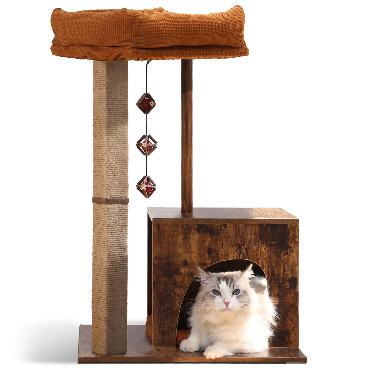 FUKUMARU Cat Scratching Post Wooden Cat Tower