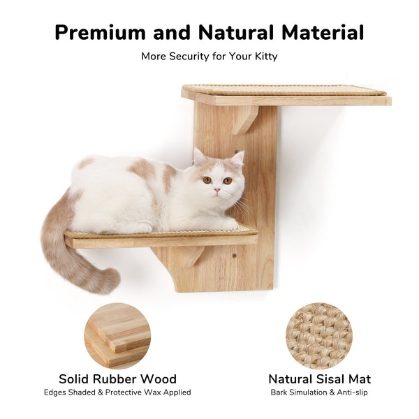 FUKUMARU Cat Wall Shelves, 2 Platform Kitten Wall Furniture - FUKUMARU
