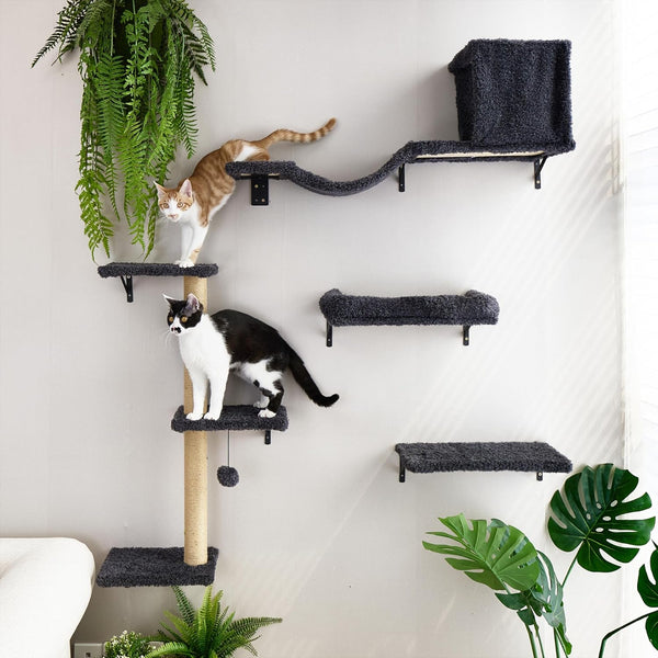 FUKUMARU Cat Wall Shelves Stable & Safe 4 in 1 Large Cat Walls Furniture Set - FUKUMARU