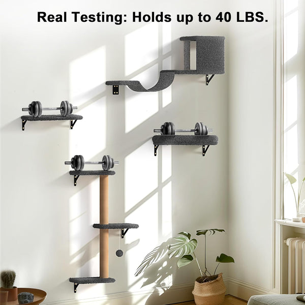 FUKUMARU Cat Wall Shelves Stable & Safe 4 in 1 Large Cat Walls Furniture Set - FUKUMARU