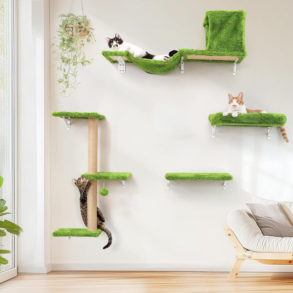 FUKUMARU Cat Wall Shelves Stable & Safe 4 in 1 Large Cat Walls Furniture Set - FUKUMARU