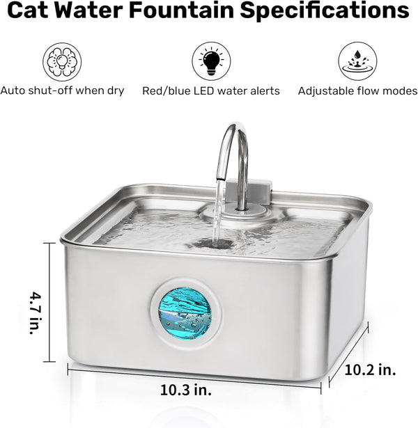 FUKUMARU 7L Water Fountain for Multi-Cat/Dog Homes, with 3 Filters - FUKUMARU