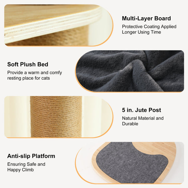 FUKUMARU Floor to Ceiling Cat Tree, 6 Level Adjustable Height (5.7 - 9.8 ft) - FUKUMARU