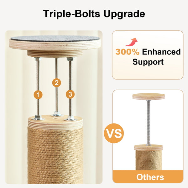 FUKUMARU Floor to Ceiling Cat Tree, 6 Level Adjustable Height (5.7 - 9.8 ft) - FUKUMARU