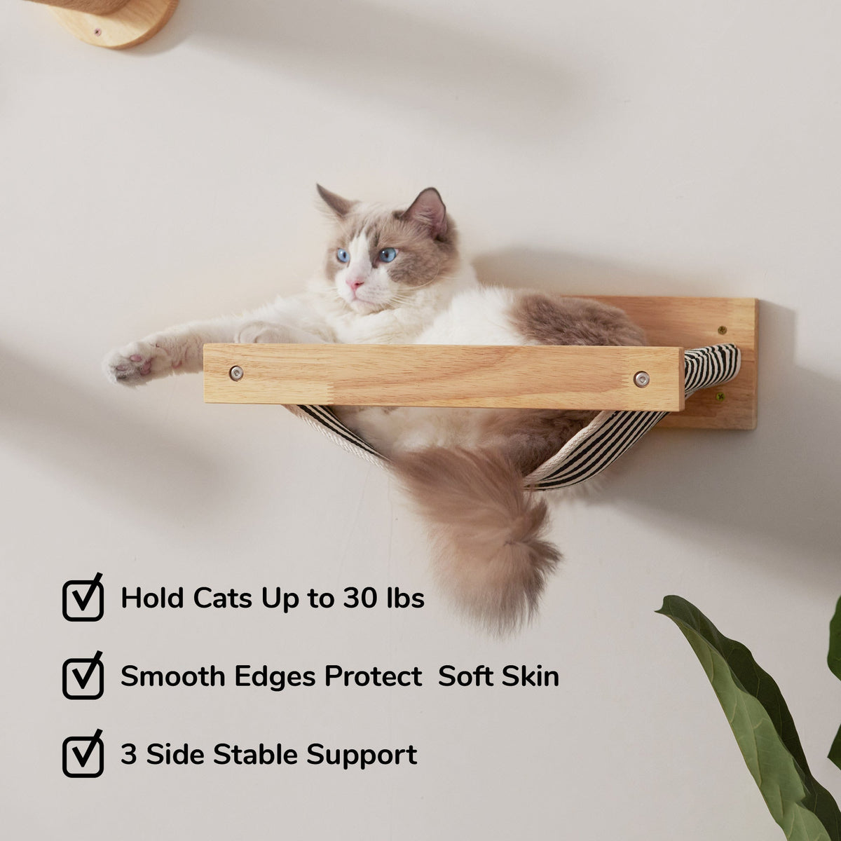 FUKUMARU Kattenhangmat voor aan de muur, kattenbedden en zitstokken, houten kattenmeubels voor aan de wand, stabiele kattenplanken om in te slapen, spelen, klimmen en loungen, witte flanellen FUKUMARU Kattenhangmat voor aan de muur, kattenbedden en zitstokken, houten kattenmeubels voor aan de wand, stabiele kattenplanken om in te slapen, spelen, klimmen en loungen, witte flanellen
