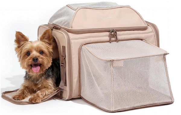 FUKUMARU Expandable Pet Carrier for Cat, 18x11x11 Large Cat Carrier Soft, Collapsible Airline Approved Dog Carrier, Ventilate Cat Travel Carrier with Durable Mesh, Escape-Proof Small Dog Carrier, Pink