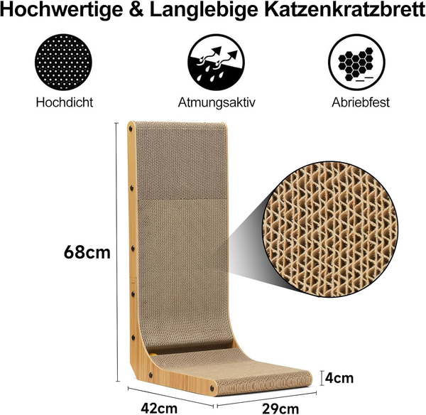 FUKUMARU Wall Mounted Cat Scratcher-L for Indoor Cats，68cm