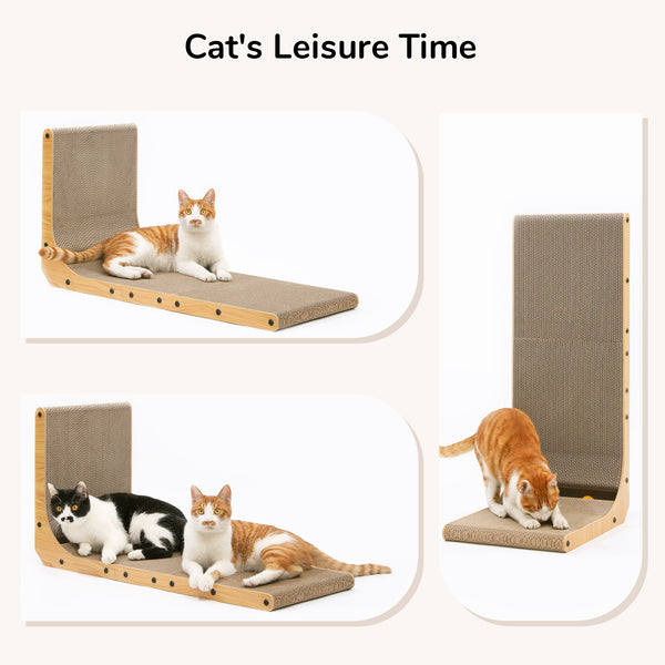 FUKUMARU Extra Large Cardboard Cat Scratcher for Wall Sofa, Vertical Cat Scratching Board with Ball Cat Toy, Tall Cat Scratching Post
