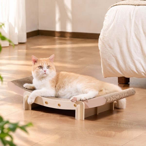 FUKUMARU Cardboard Cat Scratcher Bed, 26" Cat Scratch Pad for Indoor Cats