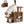 FUKUMARU 3-in-1 Pet Stairs, Retro-style Dog Steps for Cats and Small Dogs, Wooden Cat Stairs for High Bed with Scratching Post, Dog Ramp for Couch with Cat Condo Cave, Easy to Clean & Aesthetic Design