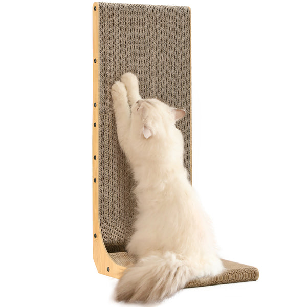 FUKUMARU Extra Large Cardboard Cat Scratcher for Wall Sofa, Vertical Cat Scratching Board with Ball Cat Toy, Tall Cat Scratching Post