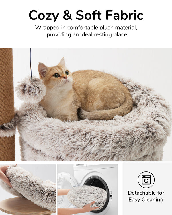 FUKUMARU Cat Tree, 5 in 1 Cat Tower for Indoor Cats, 155cm Tall, 4 Levels, 6 Scratching Posts, Detachable Cushions, Hammock & Perch for Large Cats