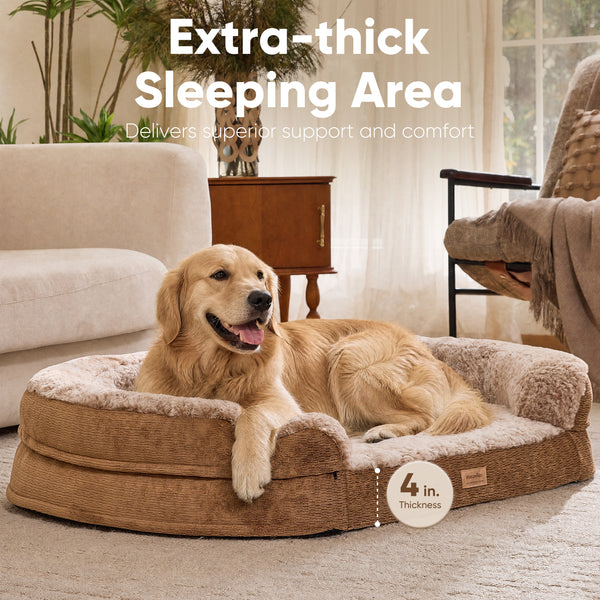 FUKUMARU X-Large Thickened Dog Couch Bed, Orthopedic, Waterproof & Washable | Heavy Duty Dog Sofa with 4" Extra-Thick Egg-Crate Foam, Relieves Joint Pressure, Fully Removable, Fits Extra-Large Dogs