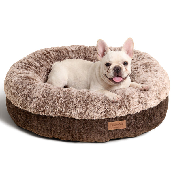 FUKUMARU Extra Thick Plush Dog Bed, Calming Donut, Anti-Anxiety & Washable | Heavy-Duty Super Soft Pet Bed for Cats and Dogs, Orthopedic Memory Foam & PP Cotton Fill