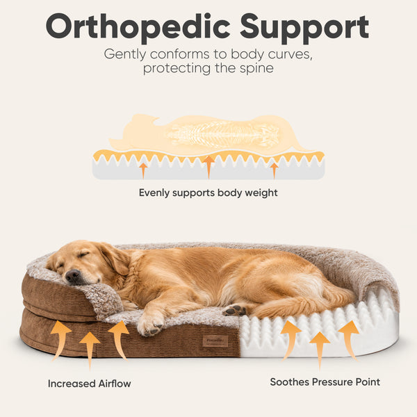 FUKUMARU X-Large Thickened Dog Couch Bed, Orthopedic, Waterproof & Washable | Heavy Duty Dog Sofa with 4" Extra-Thick Egg-Crate Foam, Relieves Joint Pressure, Fully Removable, Fits Extra-Large Dogs