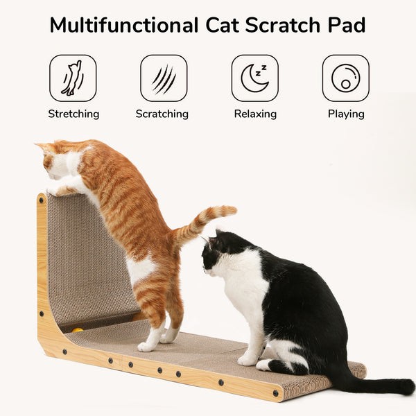 FUKUMARU Extra Large Cardboard Cat Scratcher for Wall Sofa, Vertical Cat Scratching Board with Ball Cat Toy, Tall Cat Scratching Post