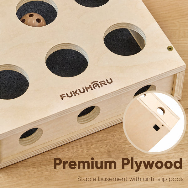 FUKUMARU Cat Scratching Post, Wood Cat Tree Tower with Interactive Box | 3 in 1 Cat Scratcher Toy with Enrichment Box, Natural Sisal Cat Scratching for Indoor Cats Nail File, Forage and Play