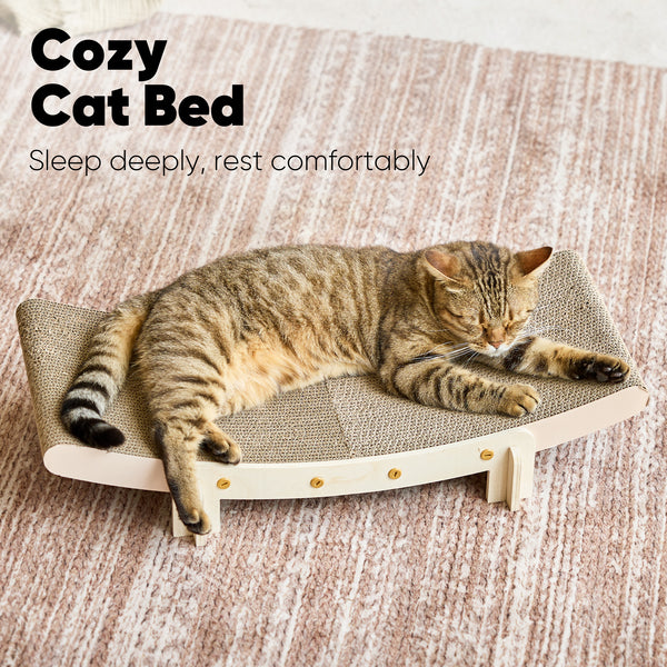 FUKUMARU Cardboard Cat Scratcher Bed, 26" Cat Scratch Pad for Indoor Cats