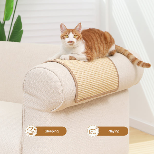 FUKUMARU 2 Packs Cat Scratching Mat, 23.6 x 15.7 Inch Natural Sisal Cat Scratch Pad Mats for Indoor Cats, Horizontal Cats Wall Scratcher Kitten Floor Rug with Sticky Tape, Furniture Protector