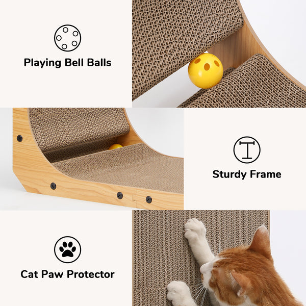 FUKUMARU Extra Large Cardboard Cat Scratcher for Wall Sofa, Vertical Cat Scratching Board with Ball Cat Toy, Tall Cat Scratching Post