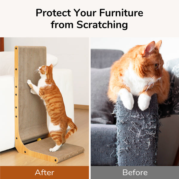 FUKUMARU Extra Large Cardboard Cat Scratcher for Wall Sofa, Vertical Cat Scratching Board with Ball Cat Toy, Tall Cat Scratching Post