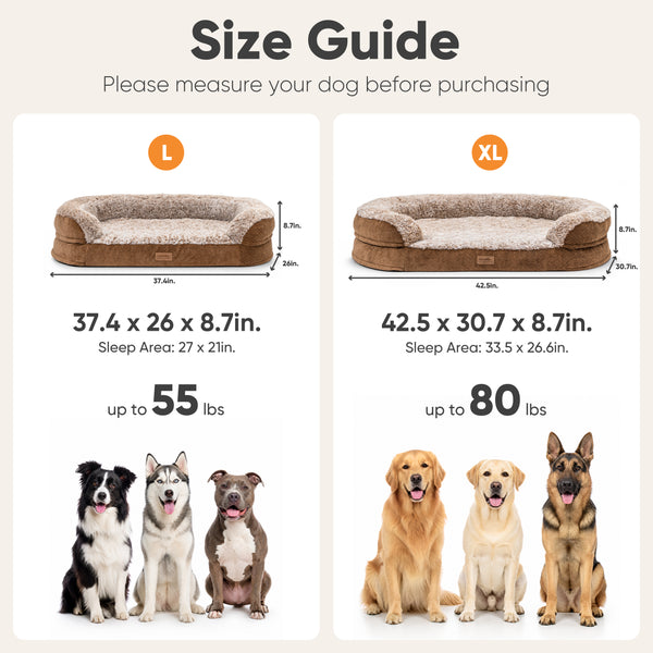 FUKUMARU Large Thickened Dog Couch Bed, Orthopedic, Waterproof & Washable | Heavy Duty Dog Sofa with 4" Extra-Thick Egg-Crate Foam, Relieves Joint Pressure, Fully Removable, Fits Medium to Large Dogs