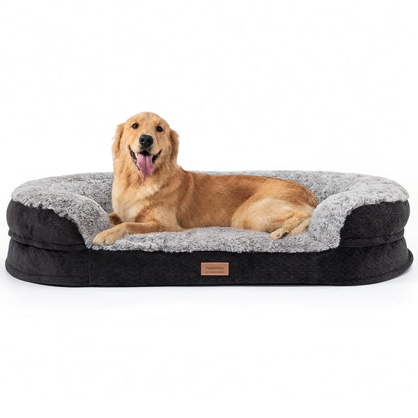 FUKUMARU X-Large Thickened Dog Couch Bed, Orthopedic, Waterproof & Washable | Heavy Duty Dog Sofa with 4" Extra-Thick Egg-Crate Foam, Relieves Joint Pressure, Fully Removable, Fits Extra-Large Dogs