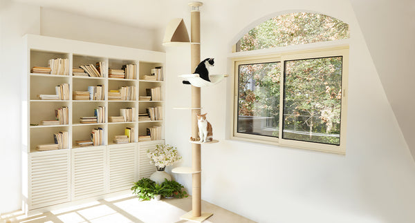FUKUMARU Floor to Ceiling Cat Tree, 6 Level Adjustable Height (7-10 ft)- Beige