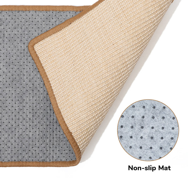 FUKUMARU Cat Scratcher Mat, 60 X 40 cm Natural Sisal Cat Scratch Mats, Horizontal Cat Floor Scratching Pad Rug, Protect Couch and Carpets