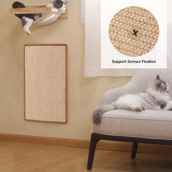 FUKUMARU Cat Scratcher Mat, 60 X 40 cm Natural Sisal Cat Scratch Mats, Horizontal Cat Floor Scratching Pad Rug, Protect Couch and Carpets