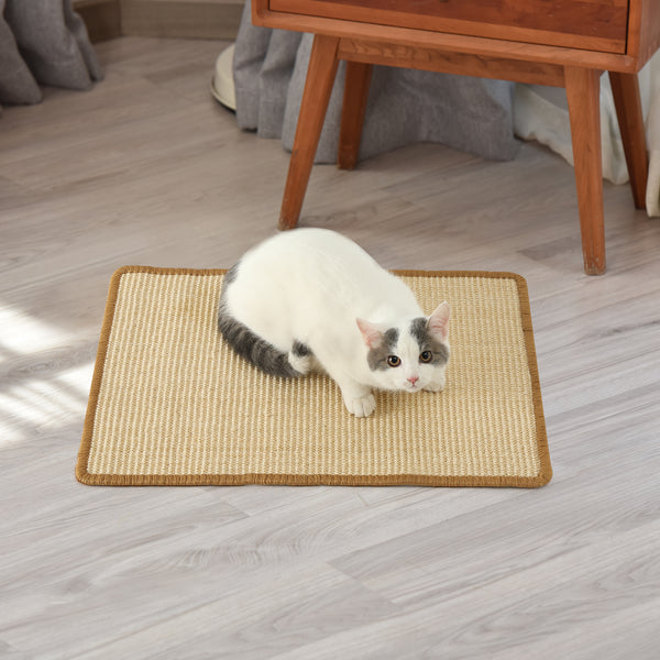 FUKUMARU Cat Scratcher Mat, 60 X 40 cm Natural Sisal Cat Scratch Mats, Horizontal Cat Floor Scratching Pad Rug, Protect Couch and Carpets