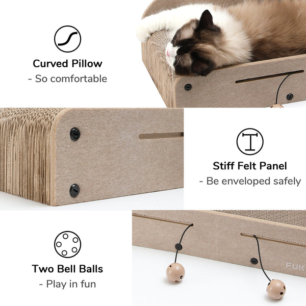 FUKUMARU 26 Inch Cat Scratcher Cardboard Lounge Bed - FUKUMARU