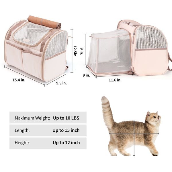FUKUMARU Cat Backpack Carrier with 4 Pockets for Nervous Cat Airline Approved - FUKUMARU
